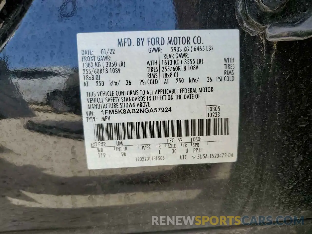 13 fotografías del automóvil dañado 1FM5K8AB2NGA57924 FORD EXPLORER 2022