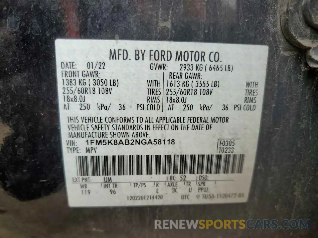 12 fotografías del automóvil dañado 1FM5K8AB2NGA58118 FORD EXPLORER 2022