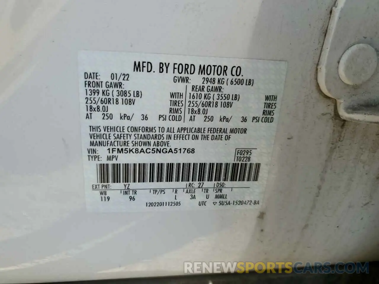 14 fotografías del automóvil dañado 1FM5K8AC5NGA51768 FORD EXPLORER 2022