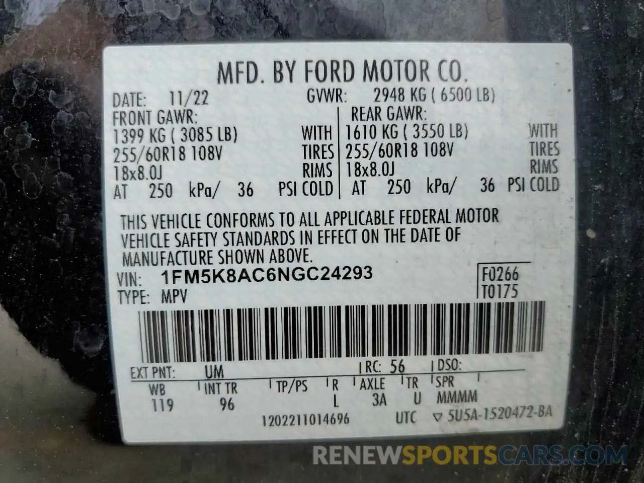 14 fotografías del automóvil dañado 1FM5K8AC6NGC24293 FORD EXPLORER 2022