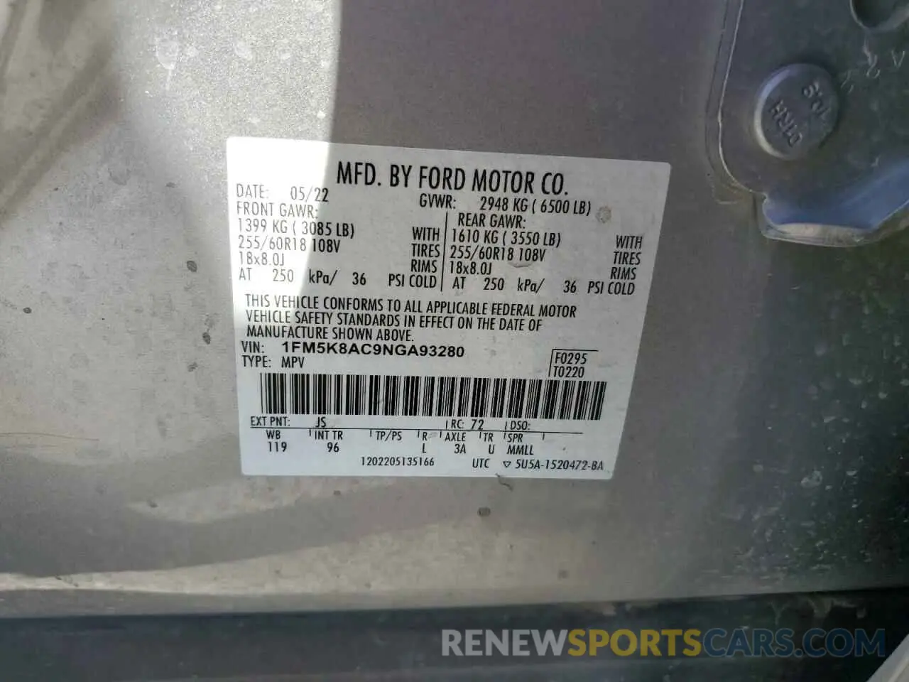 13 fotografías del automóvil dañado 1FM5K8AC9NGA93280 FORD EXPLORER 2022
