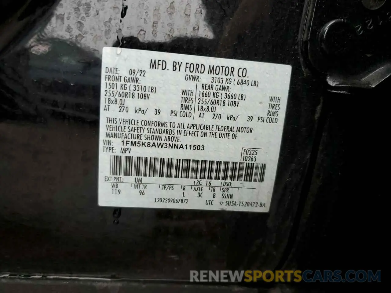 12 fotografías del automóvil dañado 1FM5K8AW3NNA11503 FORD EXPLORER 2022