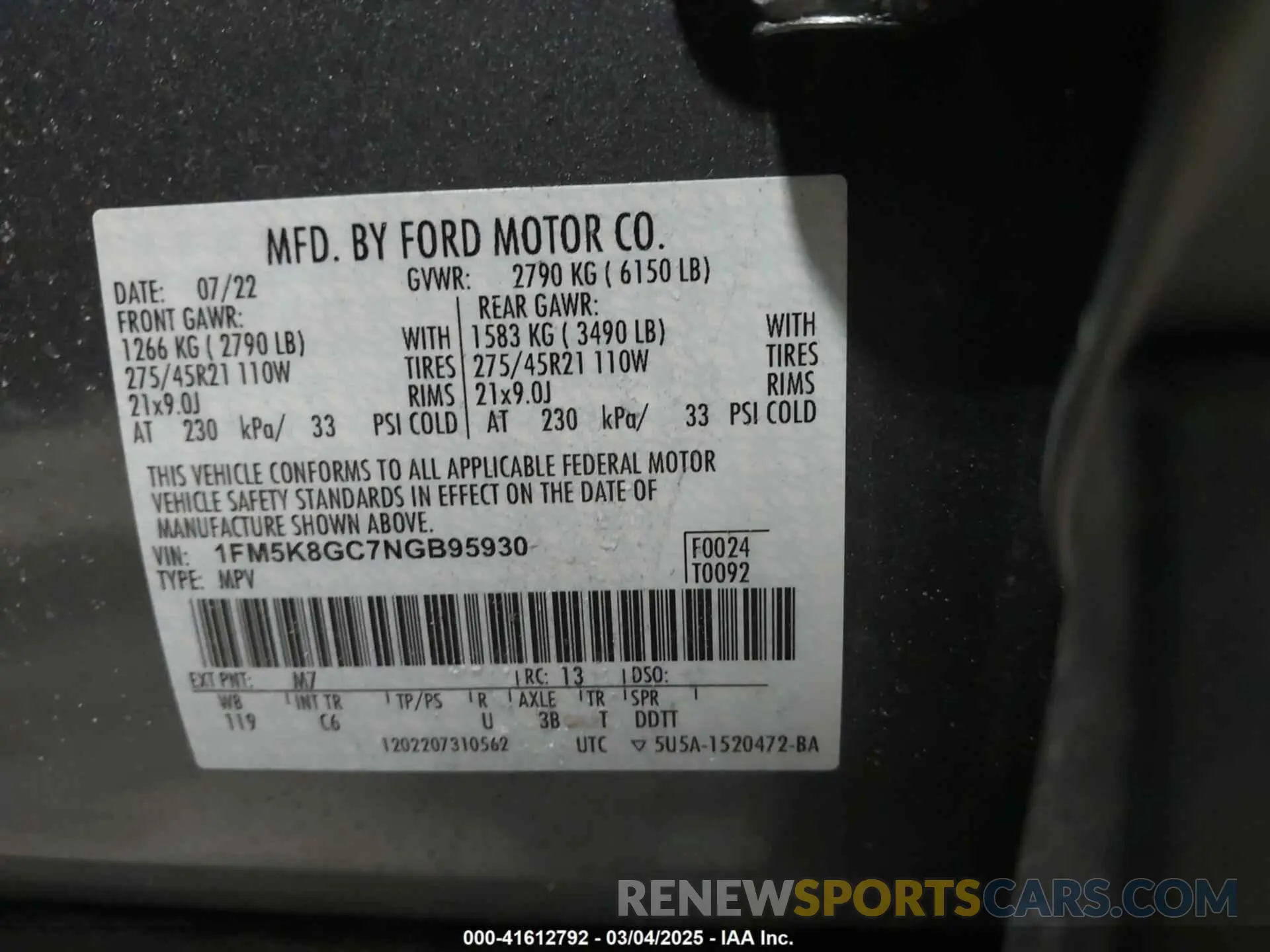 9 fotografías del automóvil dañado 1FM5K8GC7NGB95930 FORD EXPLORER 2022