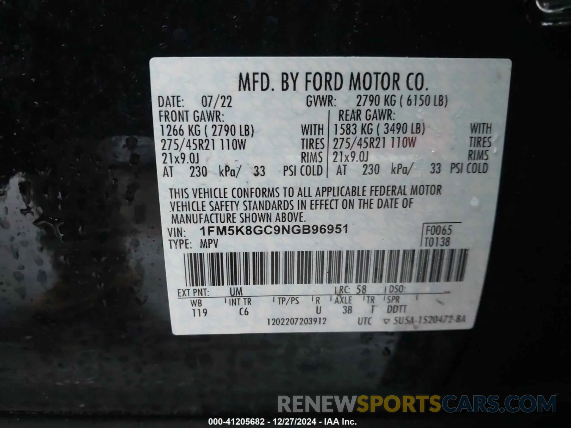 9 fotografías del automóvil dañado 1FM5K8GC9NGB96951 FORD EXPLORER 2022