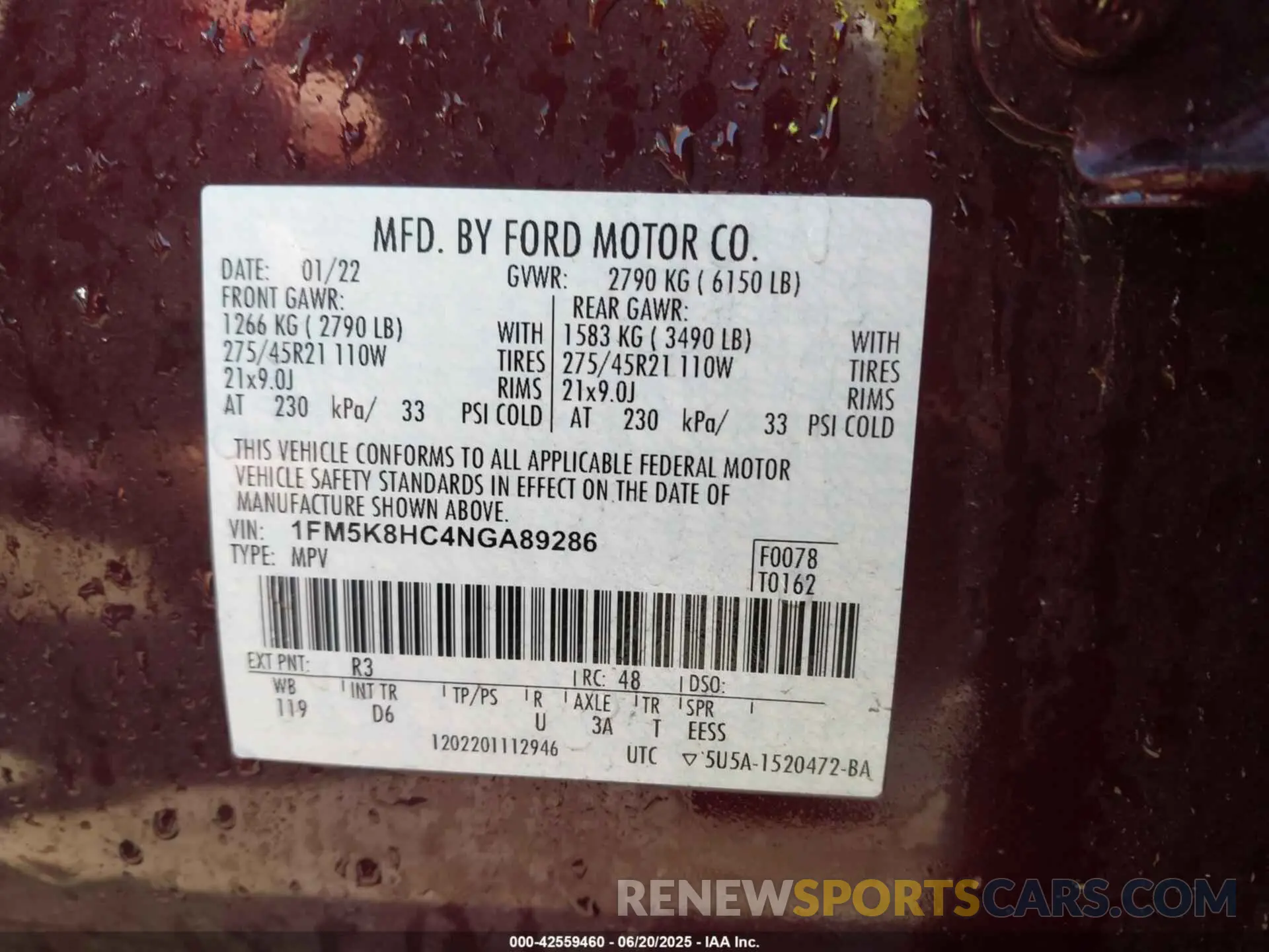 9 fotografías del automóvil dañado 1FM5K8HC4NGA89286 FORD EXPLORER 2022