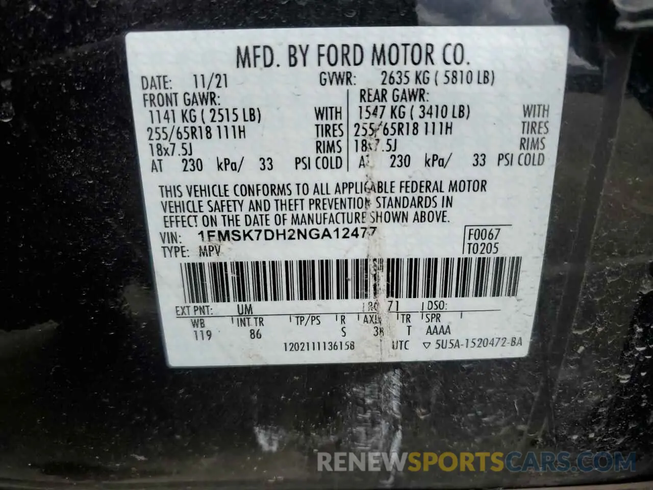 13 fotografías del automóvil dañado 1FMSK7DH2NGA12477 FORD EXPLORER 2022