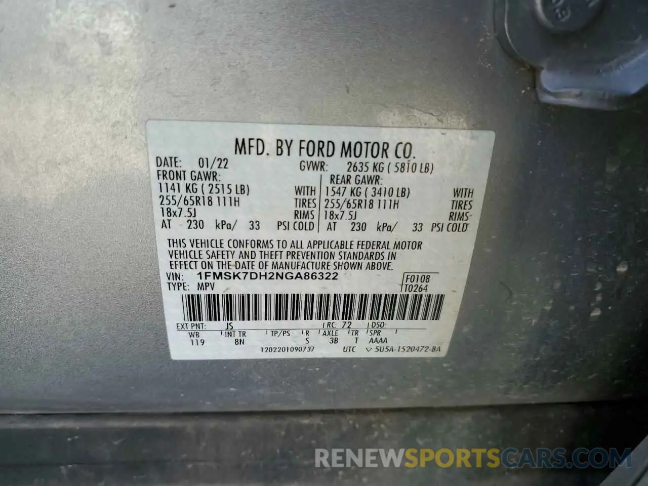 13 fotografías del automóvil dañado 1FMSK7DH2NGA86322 FORD EXPLORER 2022