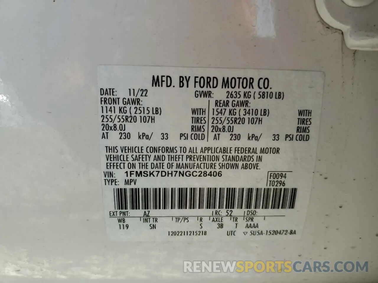 13 fotografías del automóvil dañado 1FMSK7DH7NGC28406 FORD EXPLORER 2022