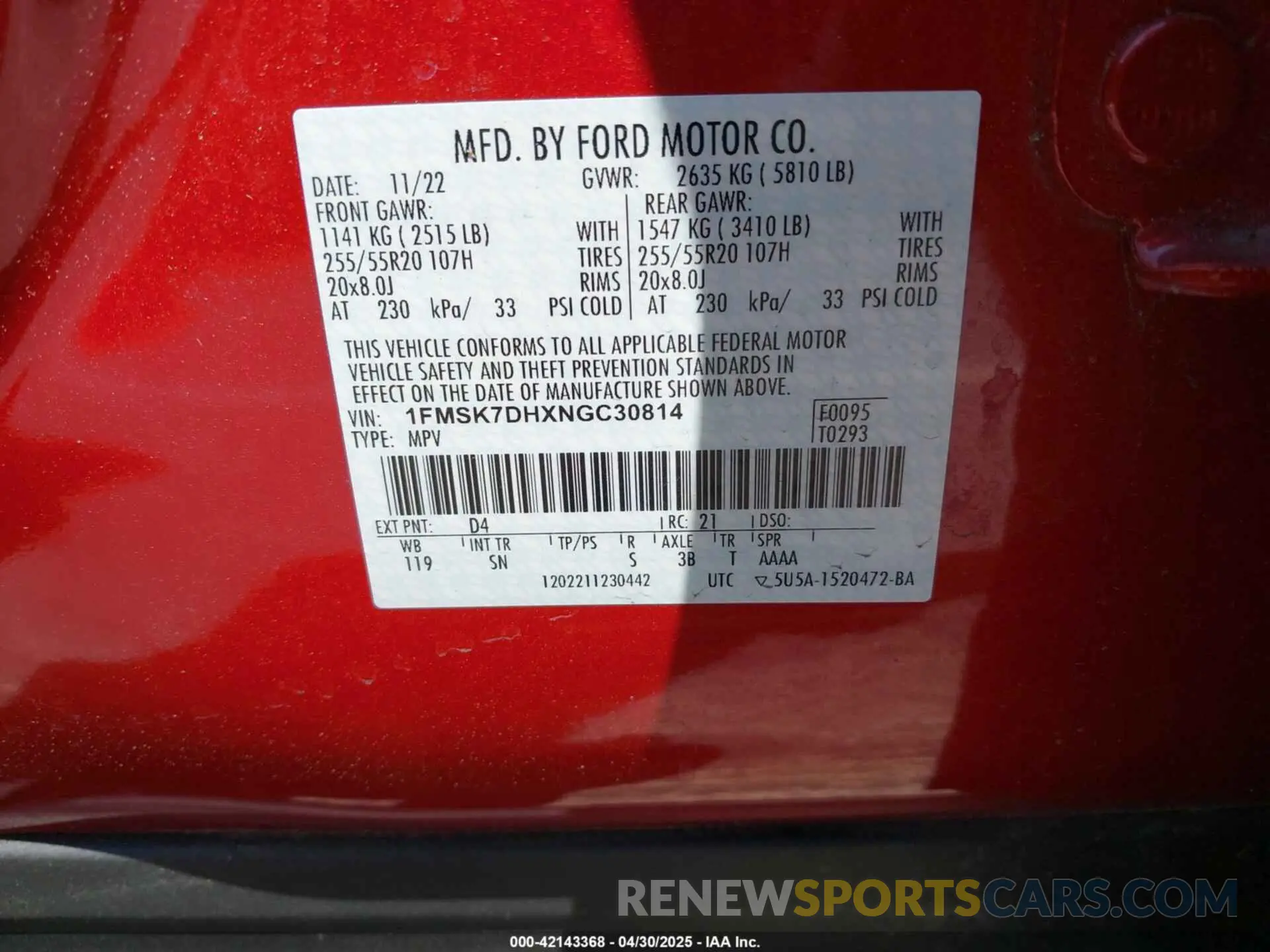 9 fotografías del automóvil dañado 1FMSK7DHXNGC30814 FORD EXPLORER 2022