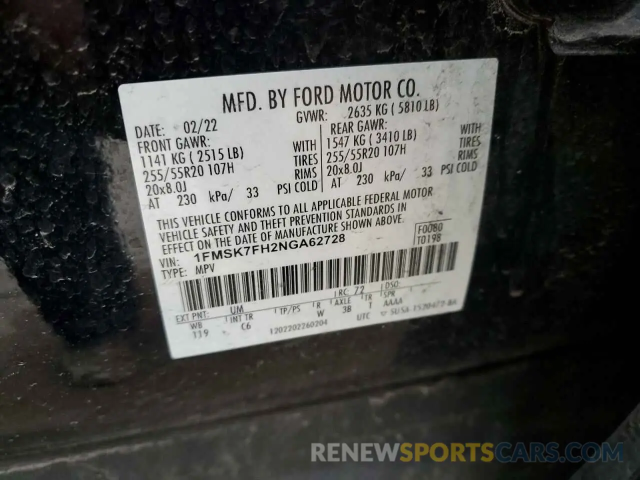 13 fotografías del automóvil dañado 1FMSK7FH2NGA62728 FORD EXPLORER 2022