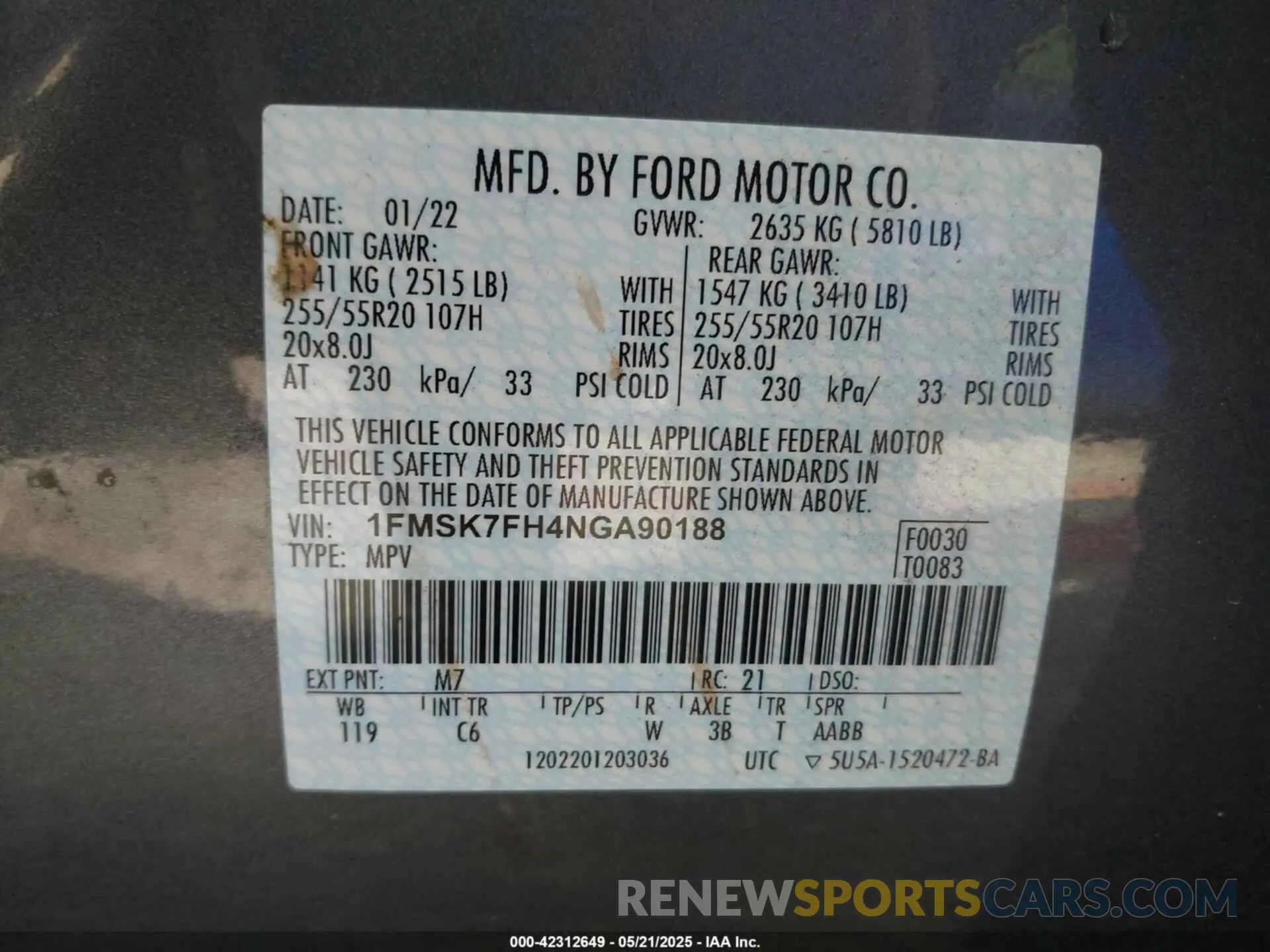 9 fotografías del automóvil dañado 1FMSK7FH4NGA90188 FORD EXPLORER 2022