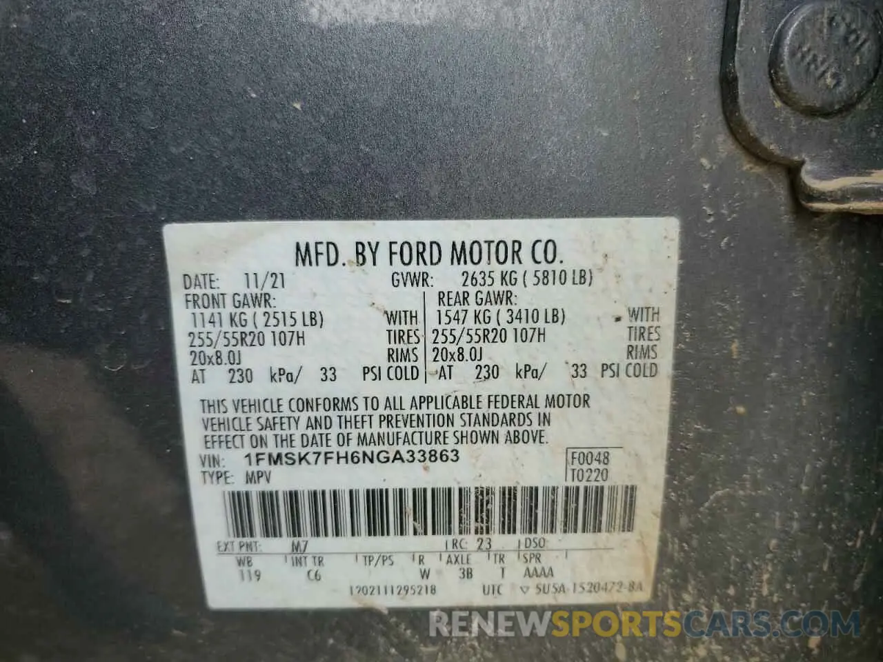 15 fotografías del automóvil dañado 1FMSK7FH6NGA33863 FORD EXPLORER 2022