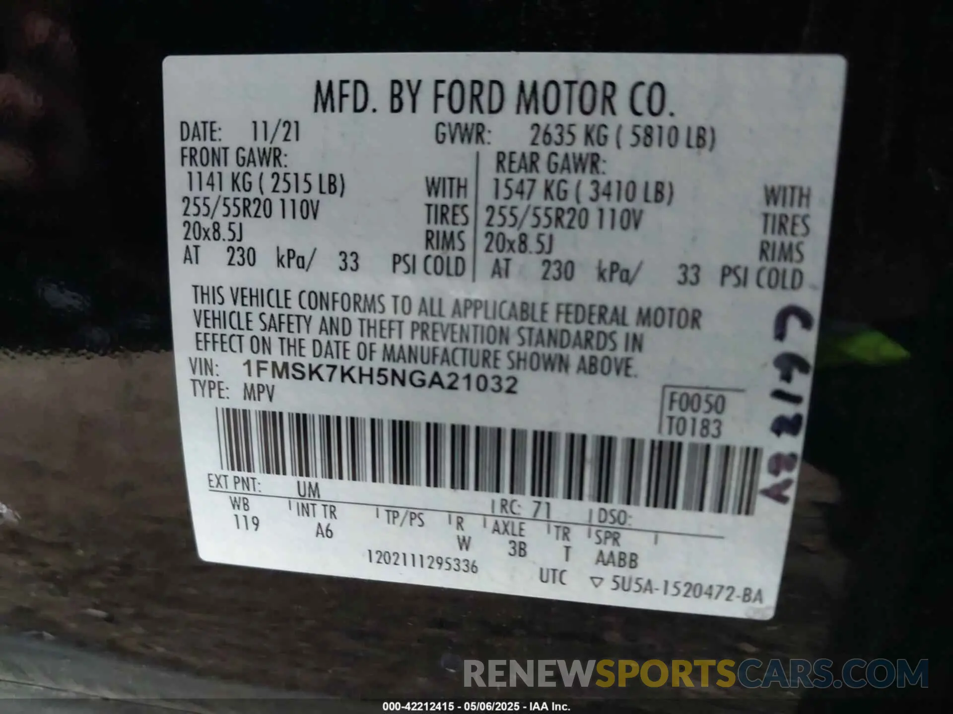 9 fotografías del automóvil dañado 1FMSK7KH5NGA21032 FORD EXPLORER 2022
