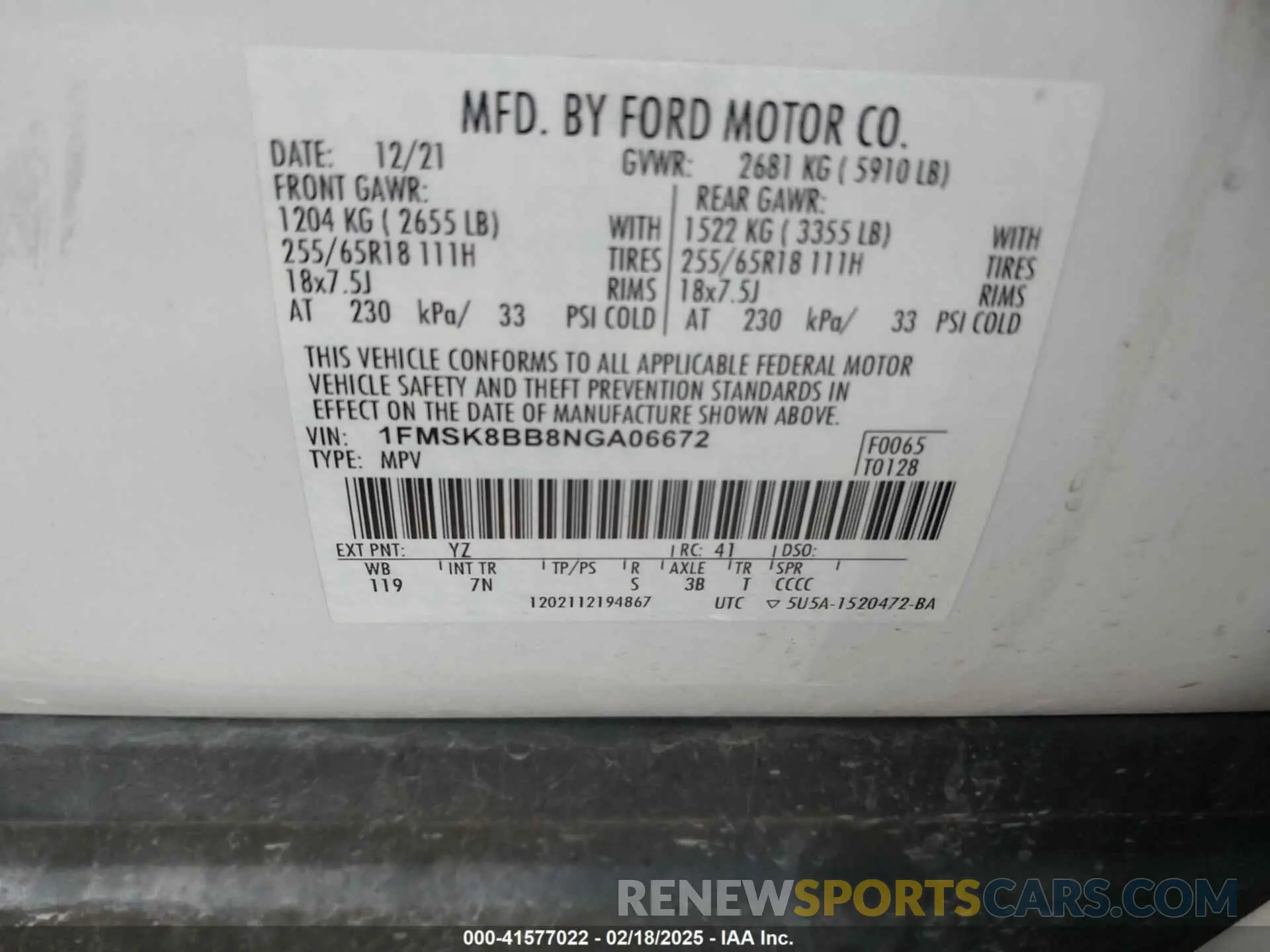 9 fotografías del automóvil dañado 1FMSK8BB8NGA06672 FORD EXPLORER 2022