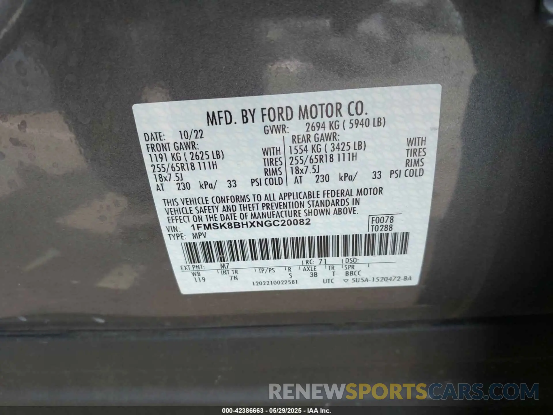 9 fotografías del automóvil dañado 1FMSK8BHXNGC20082 FORD EXPLORER 2022
