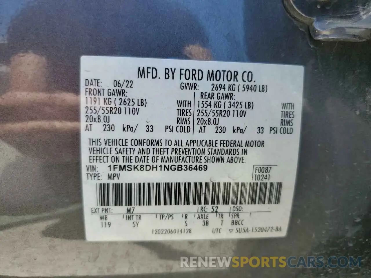 12 fotografías del automóvil dañado 1FMSK8DH1NGB36469 FORD EXPLORER 2022