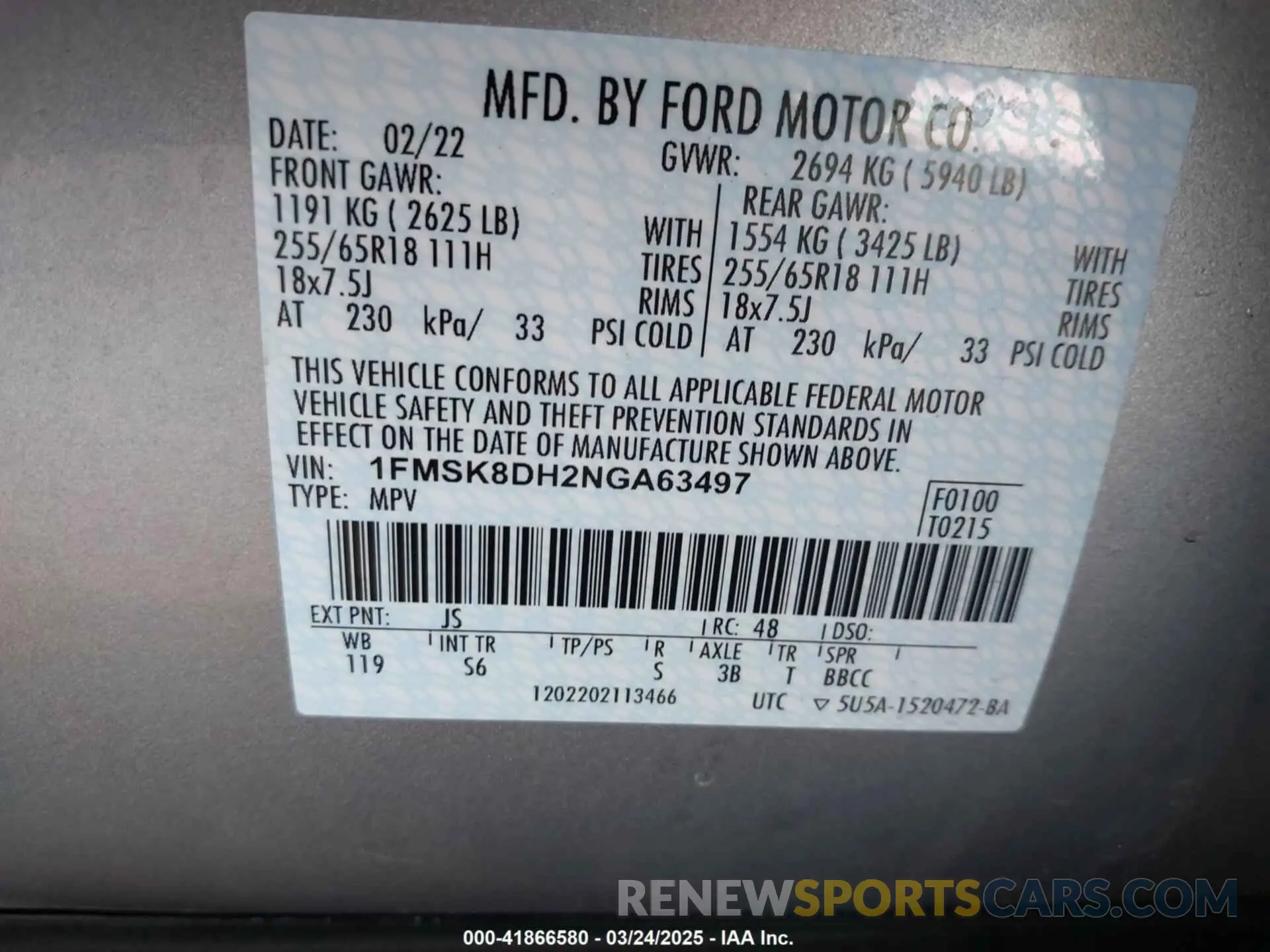 9 fotografías del automóvil dañado 1FMSK8DH2NGA63497 FORD EXPLORER 2022