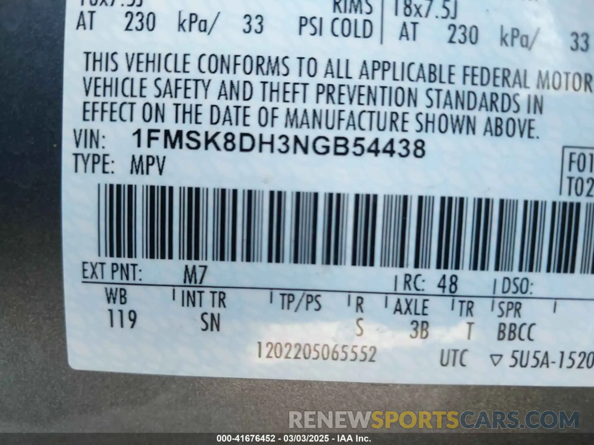 9 fotografías del automóvil dañado 1FMSK8DH3NGB54438 FORD EXPLORER 2022