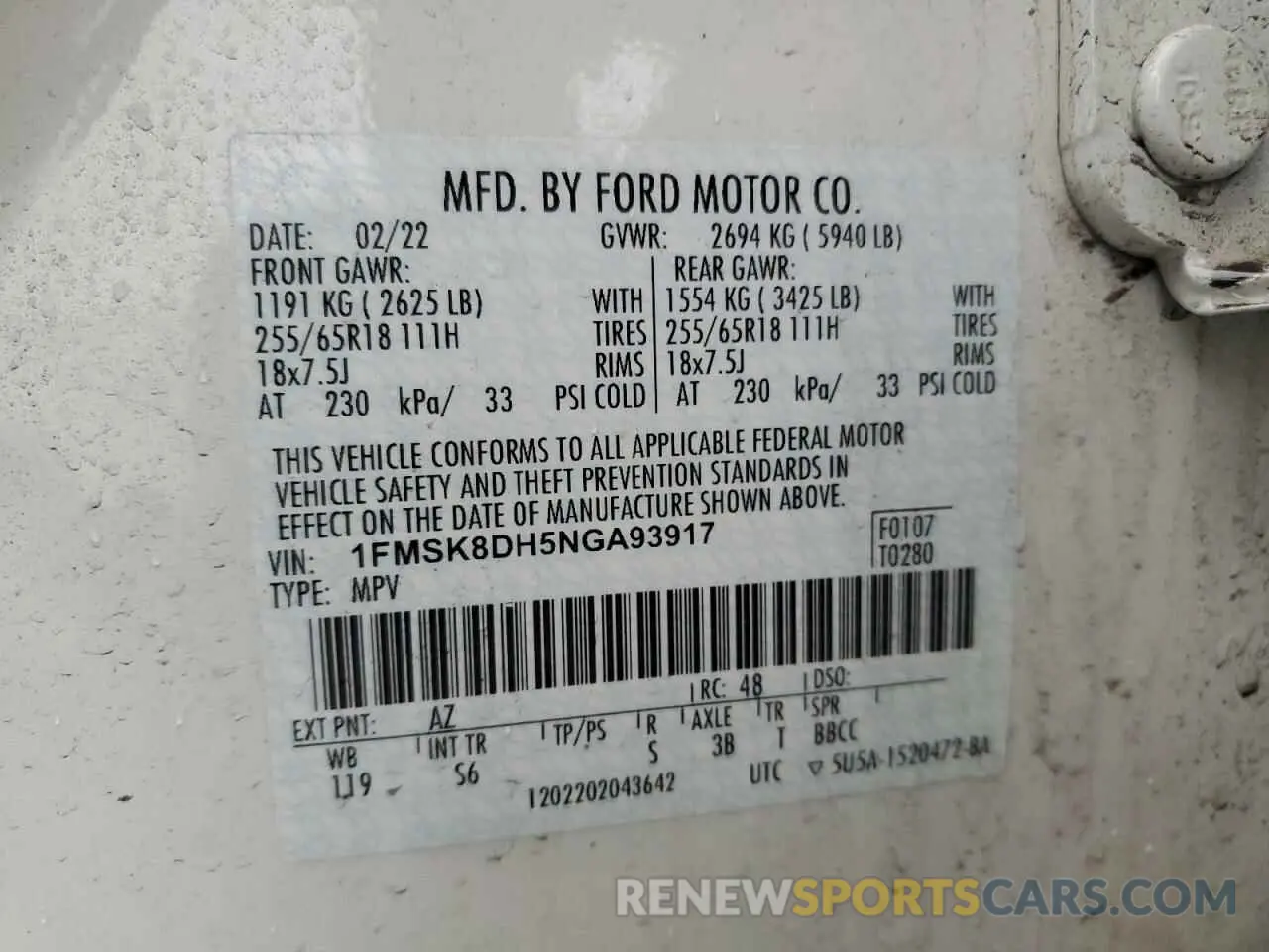 13 fotografías del automóvil dañado 1FMSK8DH5NGA93917 FORD EXPLORER 2022