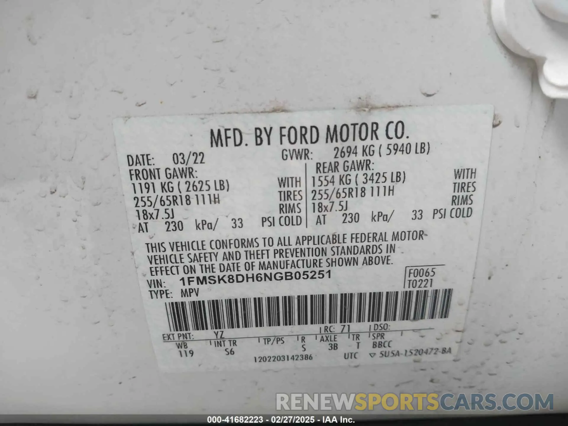 9 fotografías del automóvil dañado 1FMSK8DH6NGB05251 FORD EXPLORER 2022