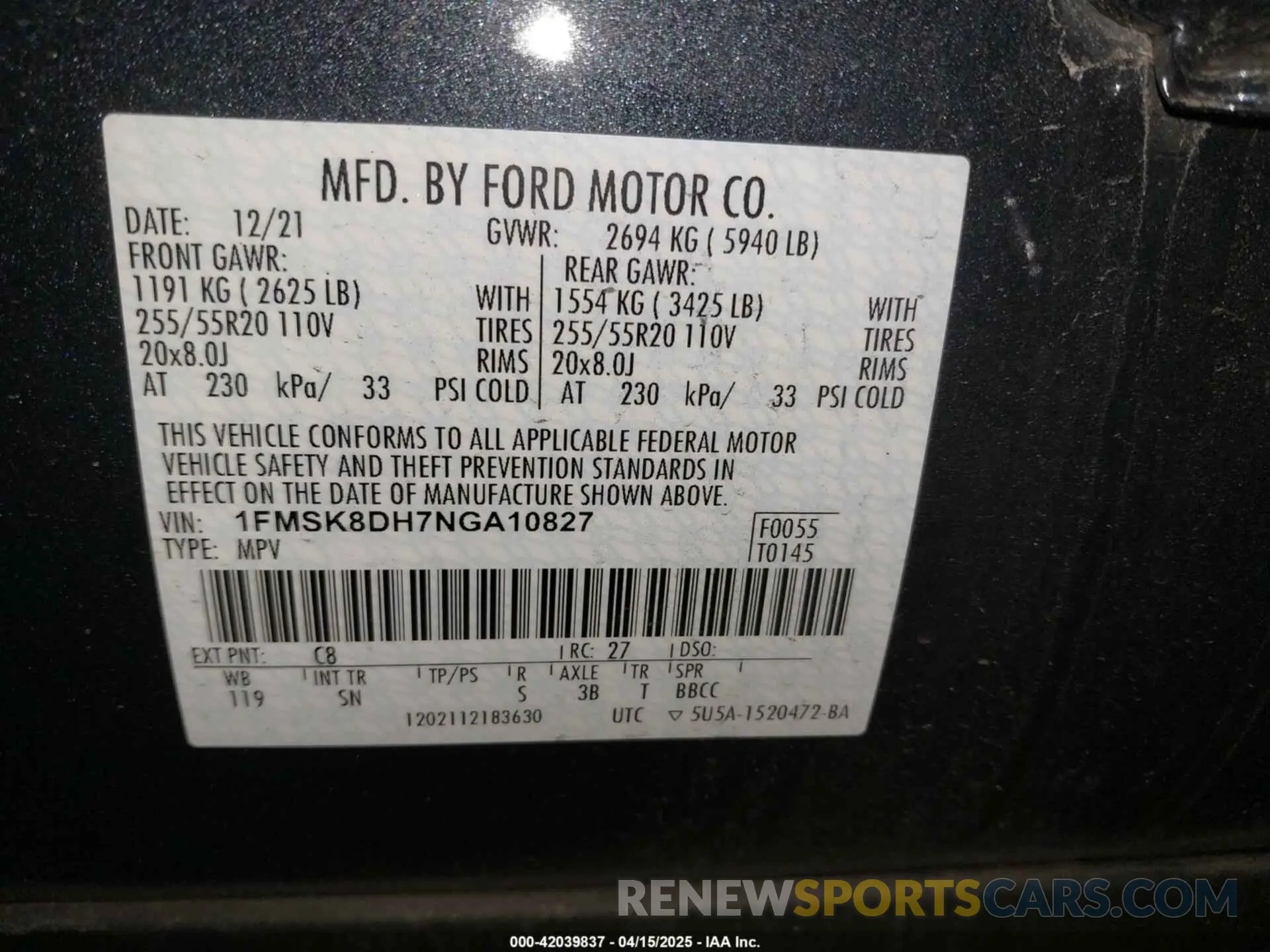 9 fotografías del automóvil dañado 1FMSK8DH7NGA10827 FORD EXPLORER 2022