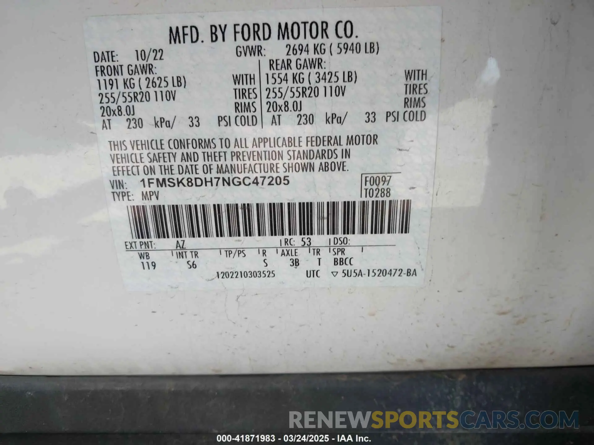 9 fotografías del automóvil dañado 1FMSK8DH7NGC47205 FORD EXPLORER 2022