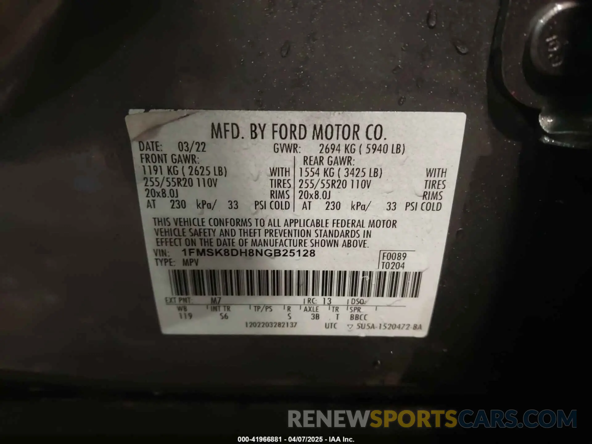 9 fotografías del automóvil dañado 1FMSK8DH8NGB25128 FORD EXPLORER 2022
