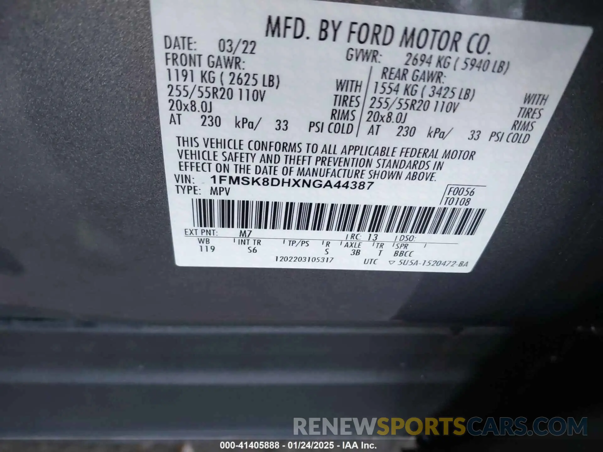 9 fotografías del automóvil dañado 1FMSK8DHXNGA44387 FORD EXPLORER 2022