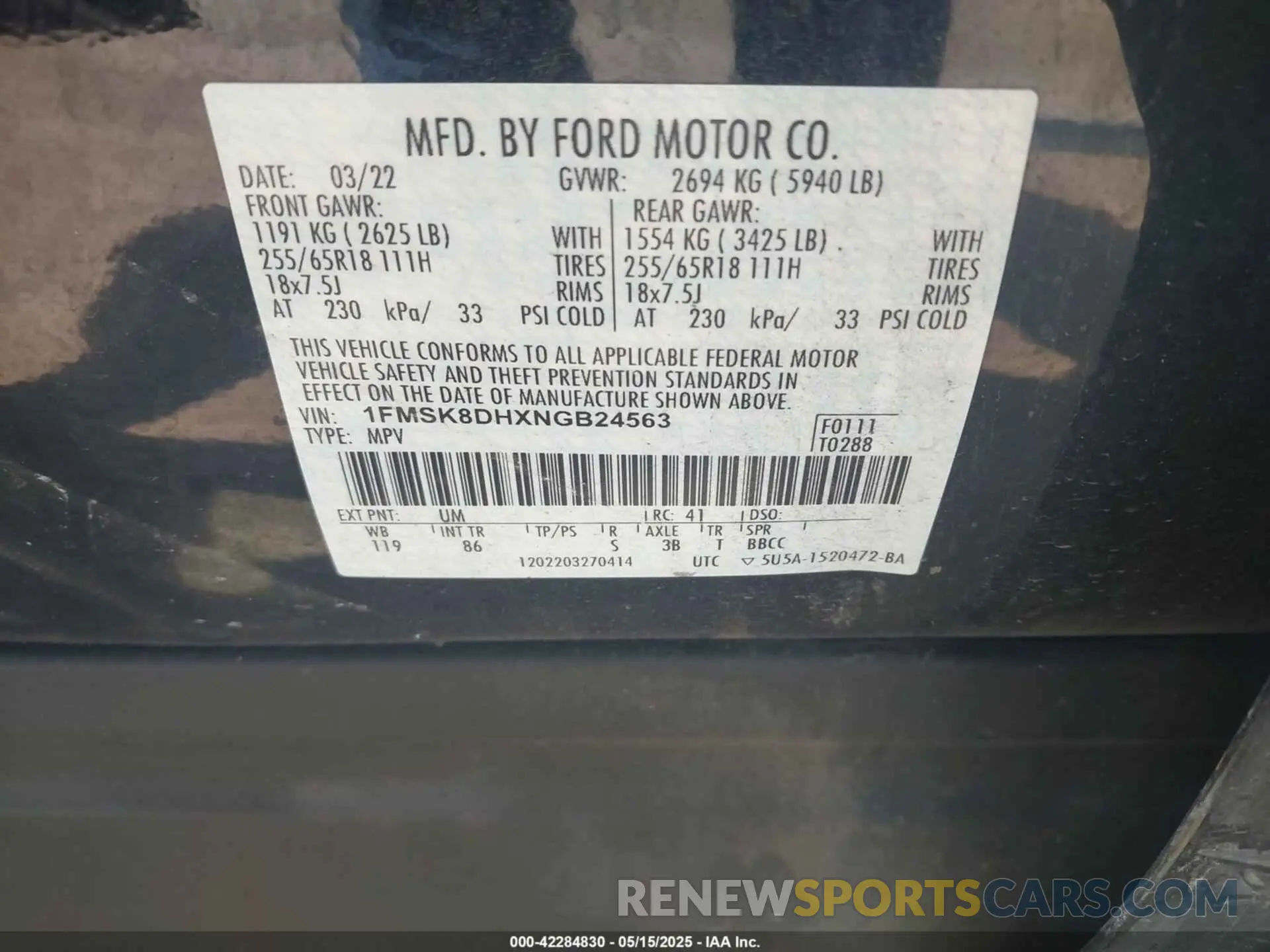 9 fotografías del automóvil dañado 1FMSK8DHXNGB24563 FORD EXPLORER 2022