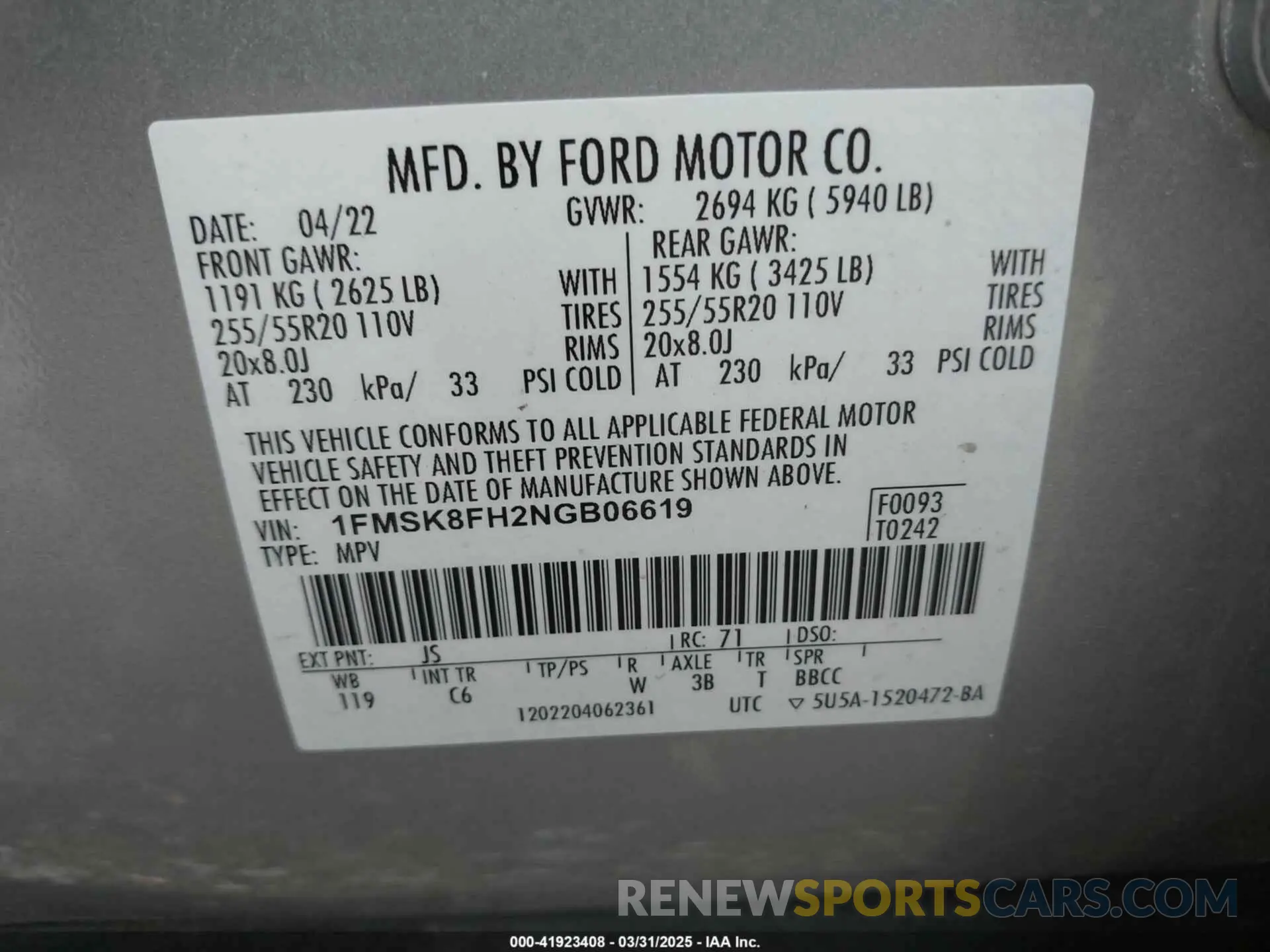 9 fotografías del automóvil dañado 1FMSK8FH2NGB06619 FORD EXPLORER 2022