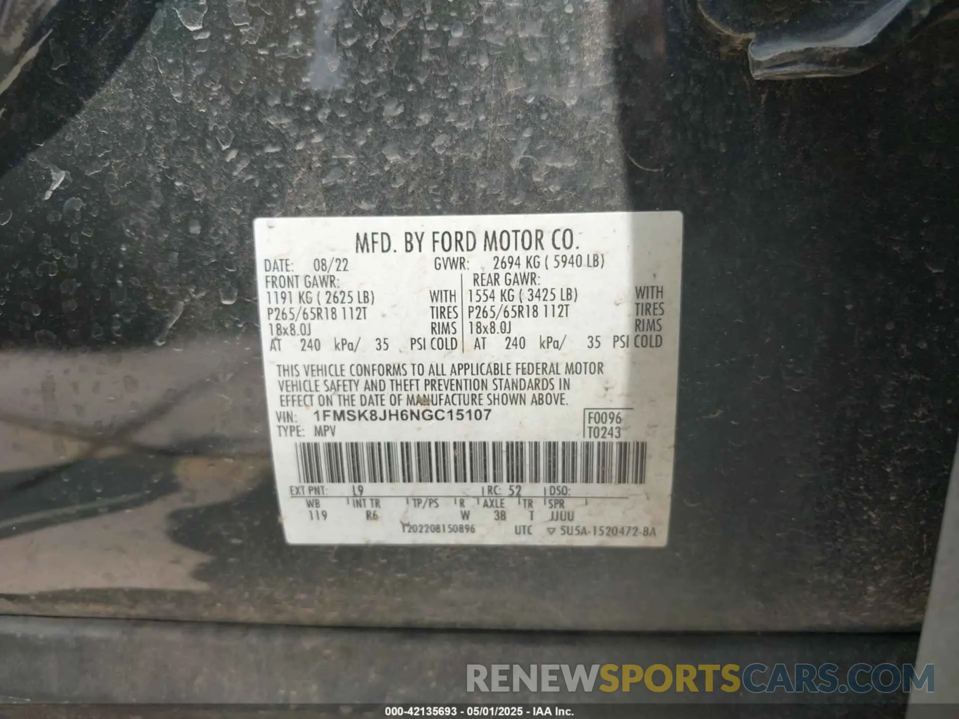 9 fotografías del automóvil dañado 1FMSK8JH6NGC15107 FORD EXPLORER 2022