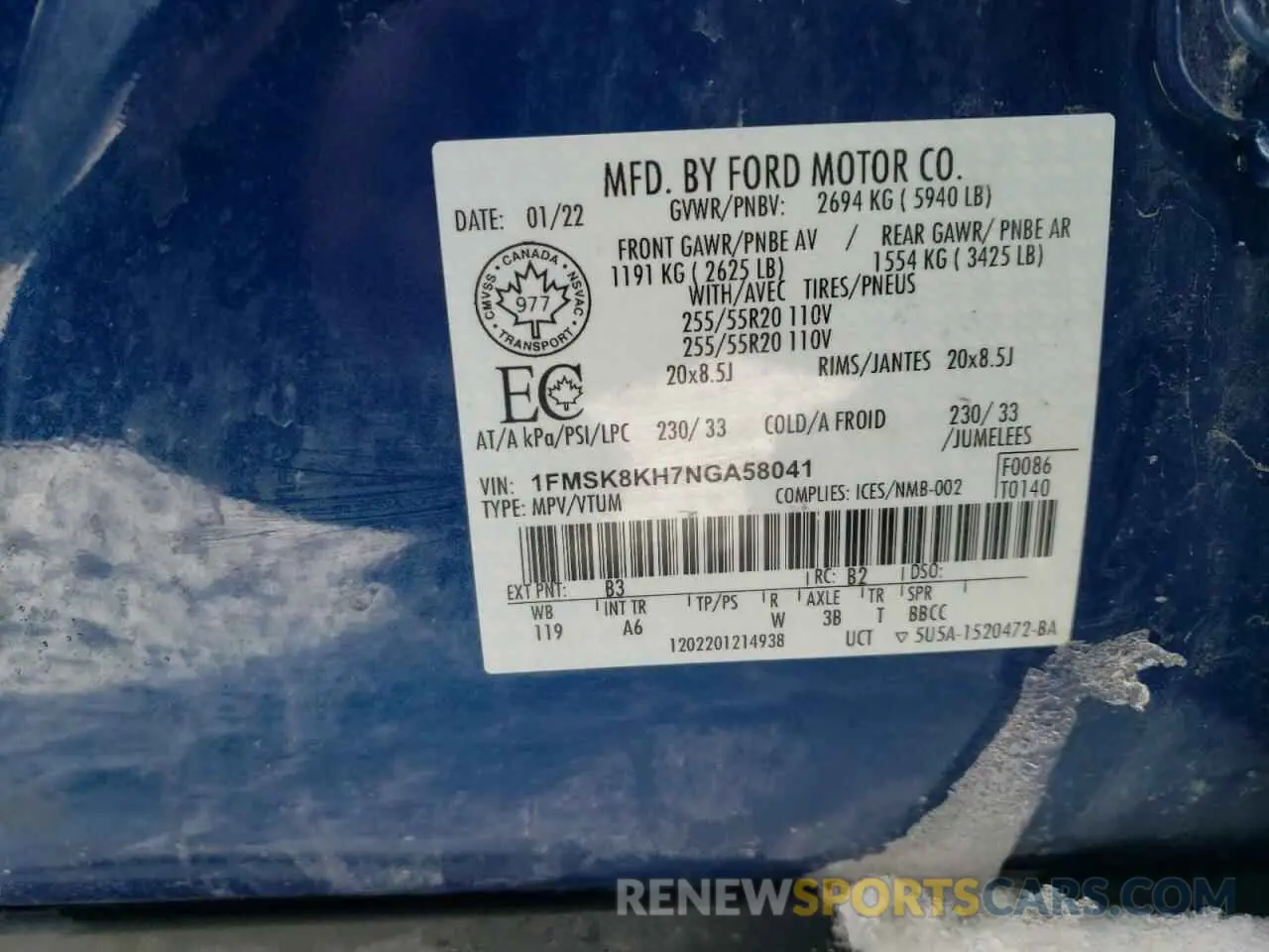 13 fotografías del automóvil dañado 1FMSK8KH7NGA58041 FORD EXPLORER 2022