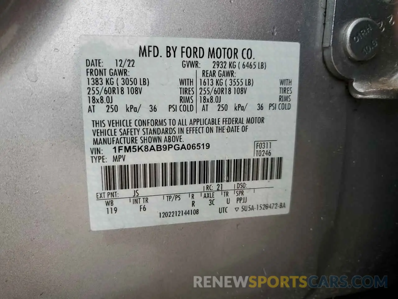 12 fotografías del automóvil dañado 1FM5K8AB9PGA06519 FORD EXPLORER 2023
