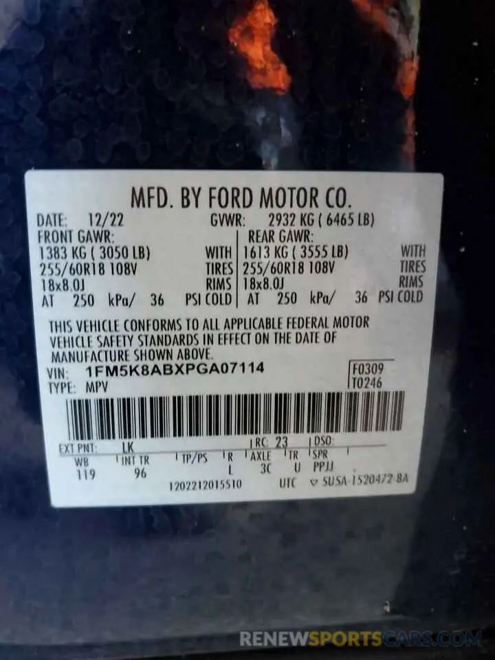 14 fotografías del automóvil dañado 1FM5K8ABXPGA07114 FORD EXPLORER 2023