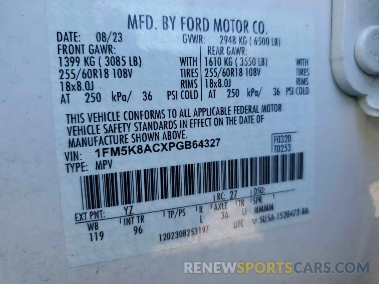 13 fotografías del automóvil dañado 1FM5K8ACXPGB64327 FORD EXPLORER 2023