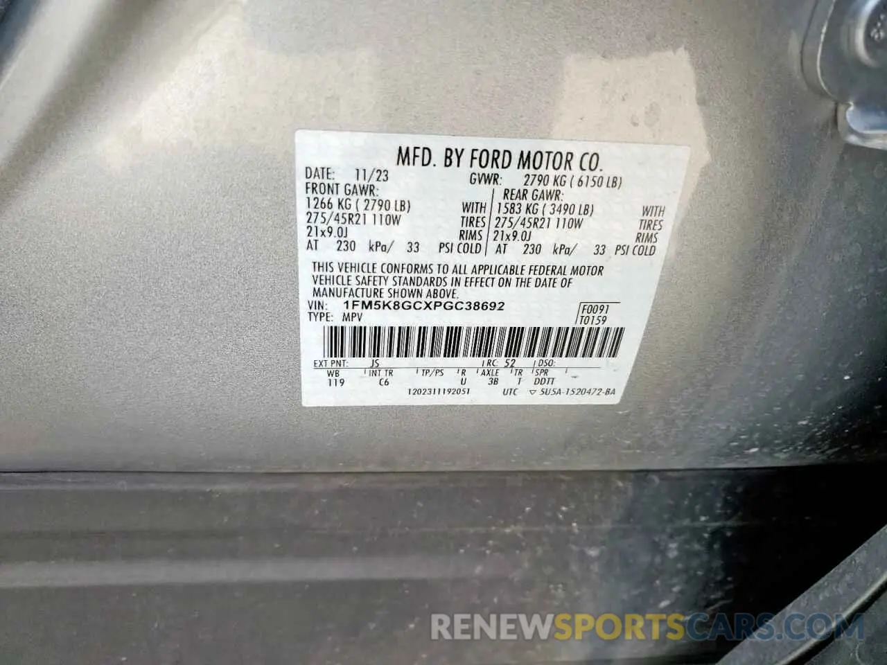 13 fotografías del automóvil dañado 1FM5K8GCXPGC38692 FORD EXPLORER 2023