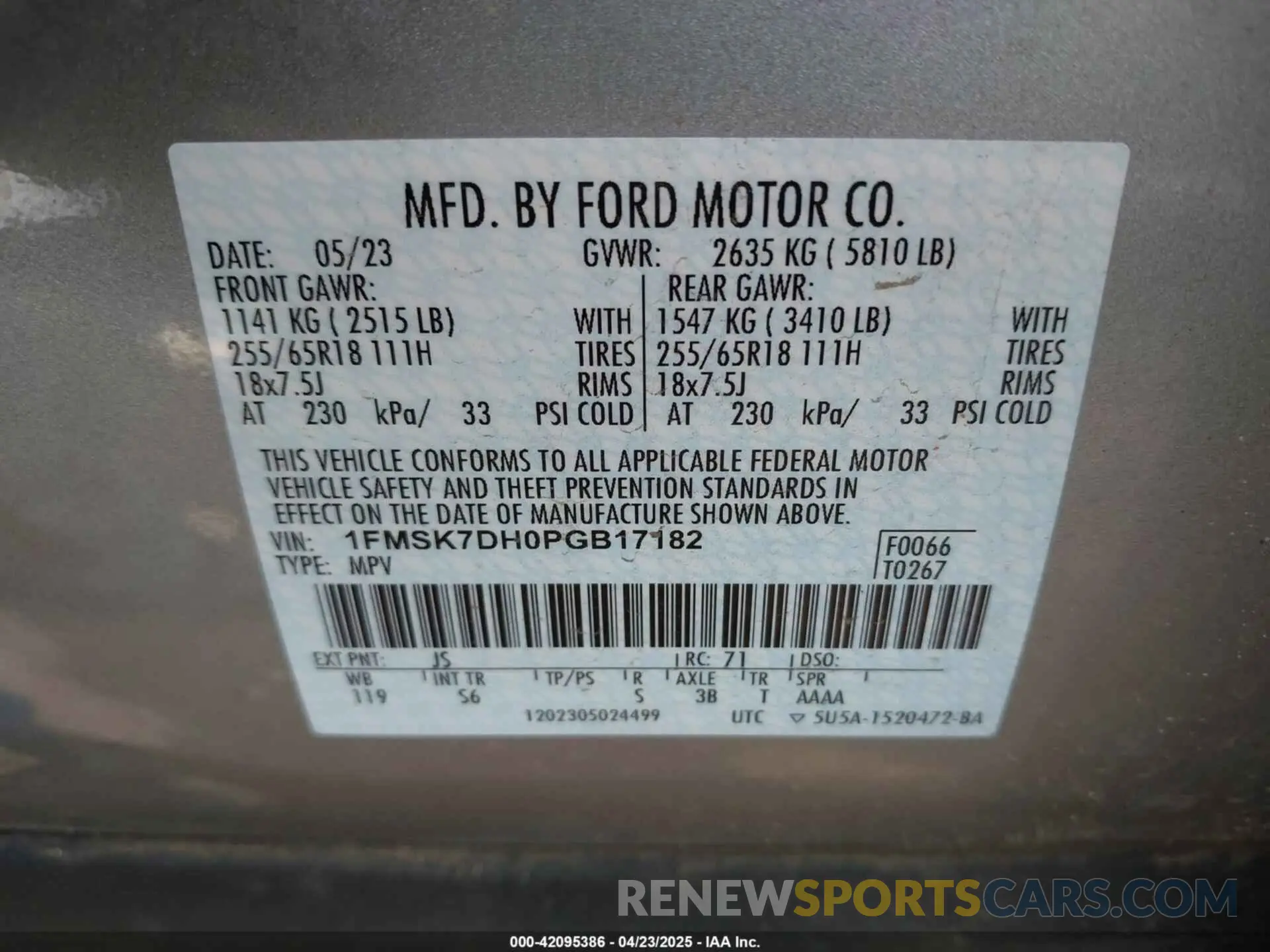 9 fotografías del automóvil dañado 1FMSK7DH0PGB17182 FORD EXPLORER 2023
