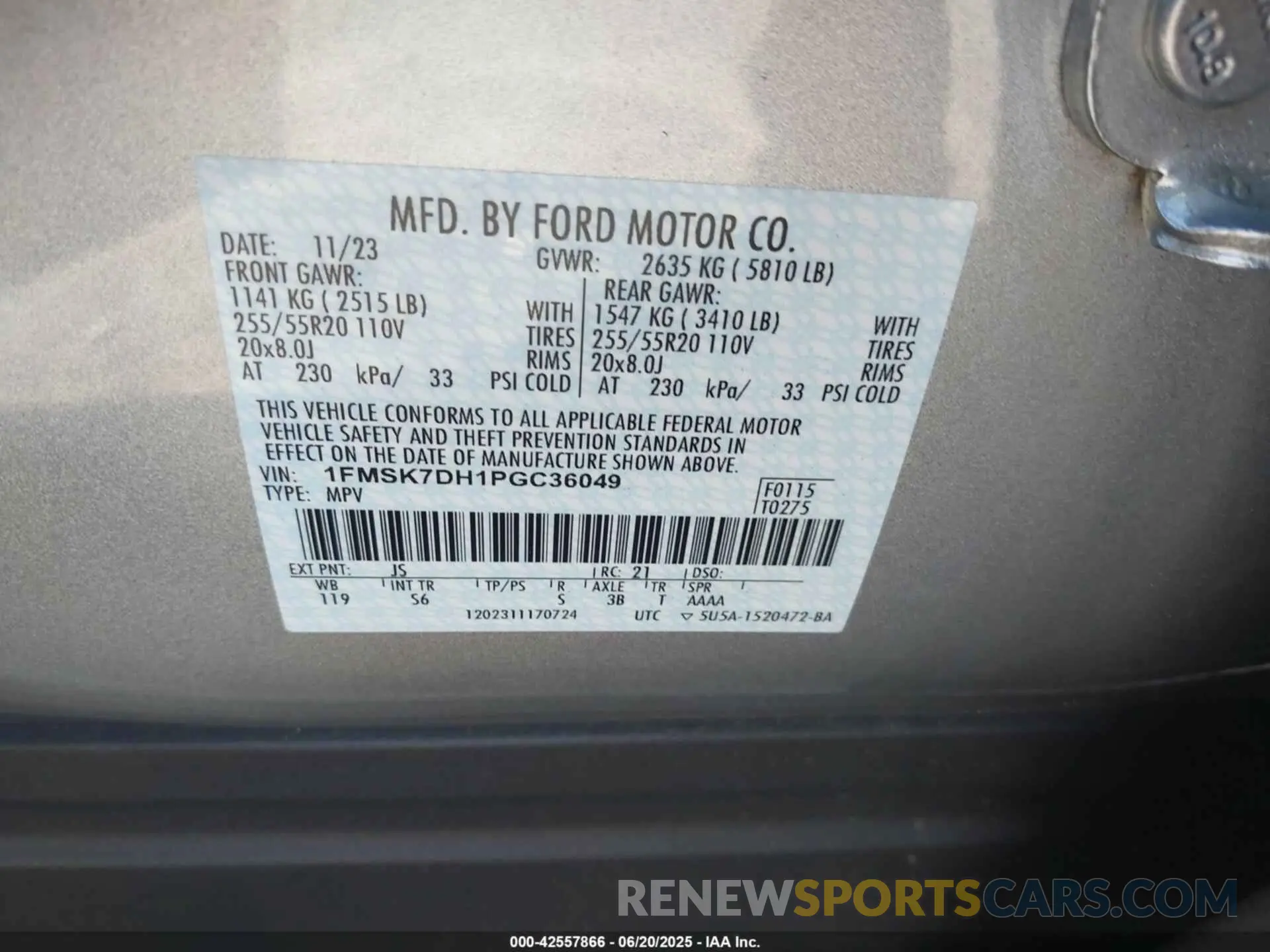 9 fotografías del automóvil dañado 1FMSK7DH1PGC36049 FORD EXPLORER 2023