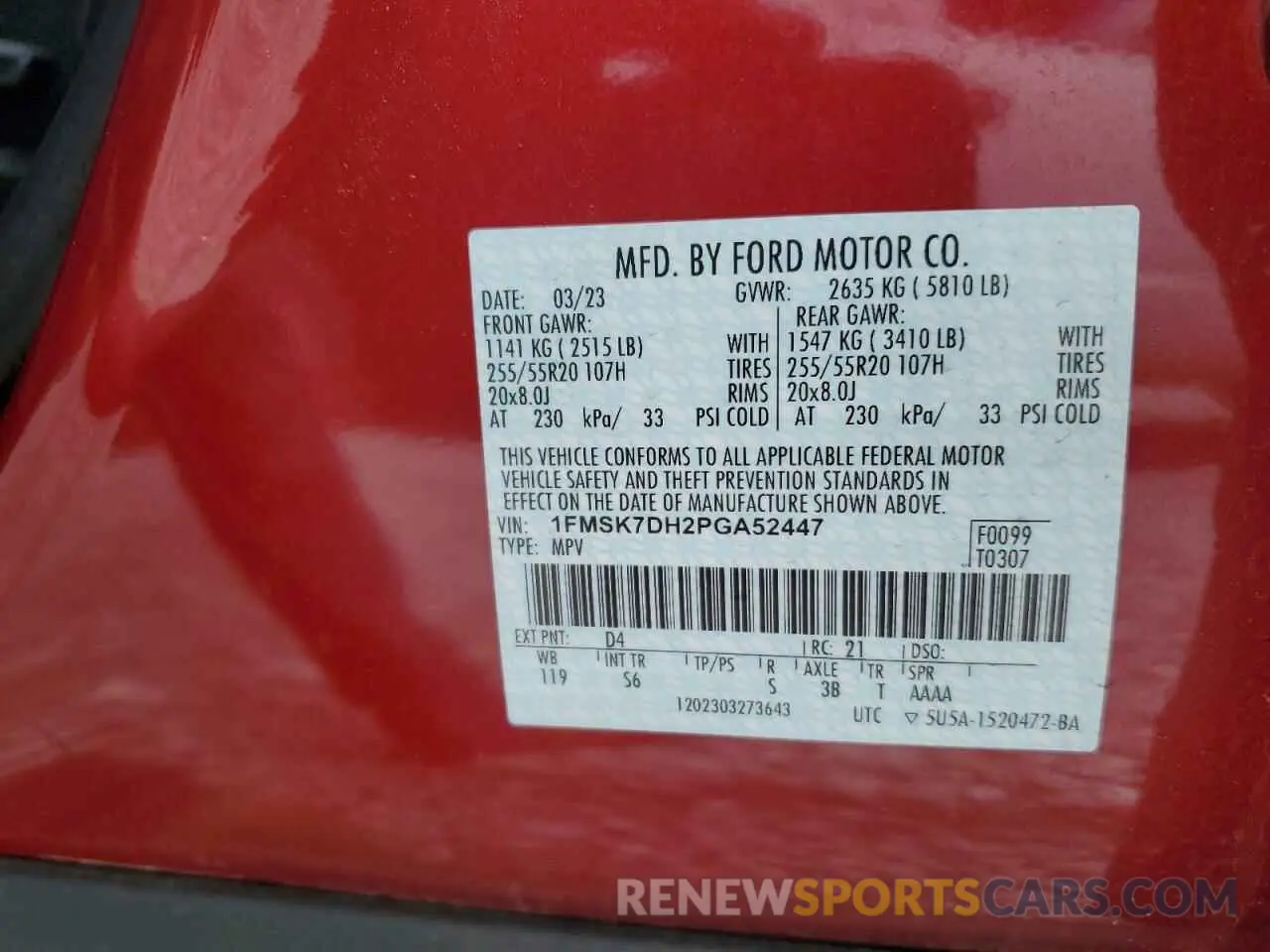 14 fotografías del automóvil dañado 1FMSK7DH2PGA52447 FORD EXPLORER 2023