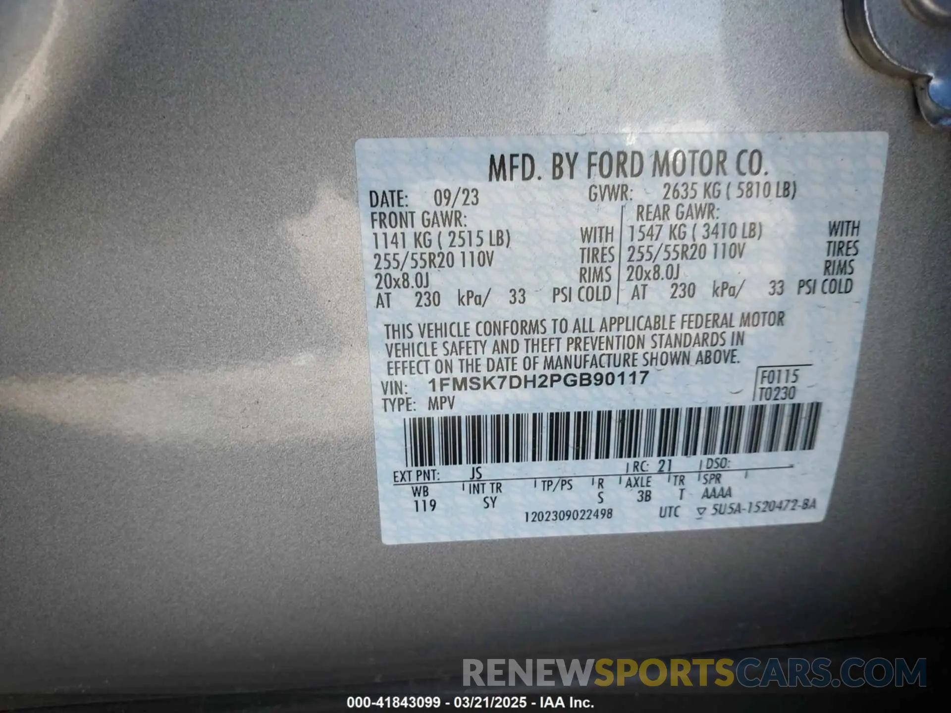 9 fotografías del automóvil dañado 1FMSK7DH2PGB90117 FORD EXPLORER 2023