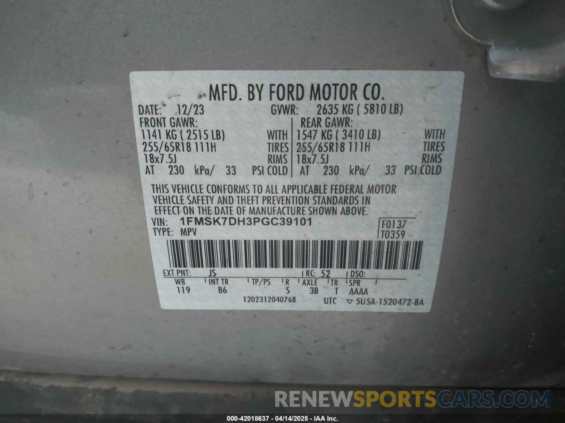 9 fotografías del automóvil dañado 1FMSK7DH3PGC39101 FORD EXPLORER 2023
