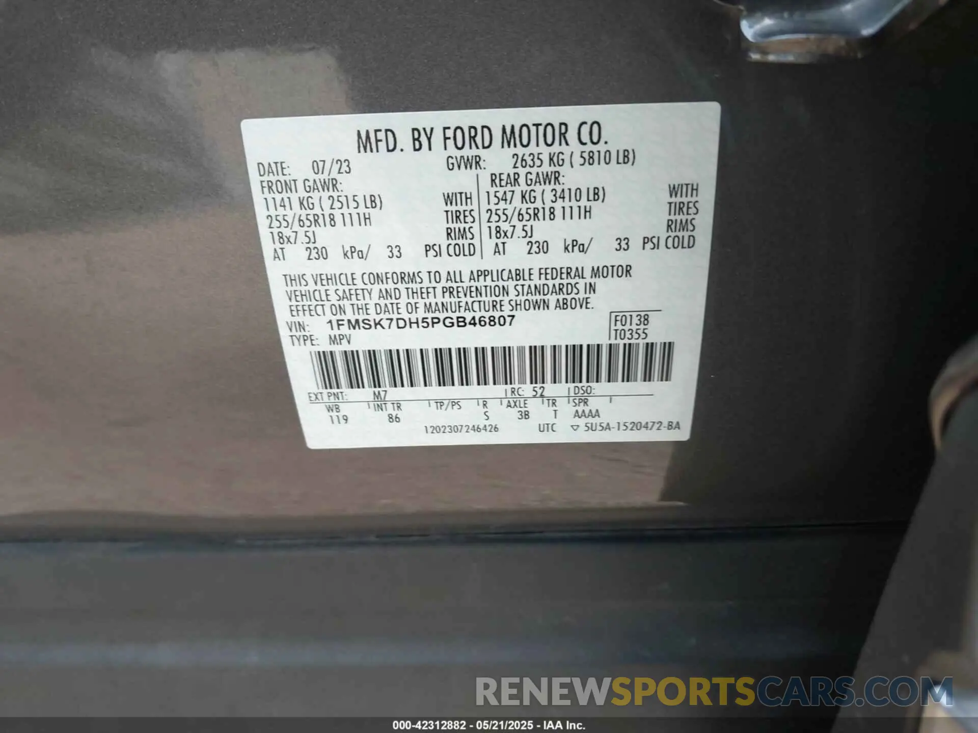 9 fotografías del automóvil dañado 1FMSK7DH5PGB46807 FORD EXPLORER 2023