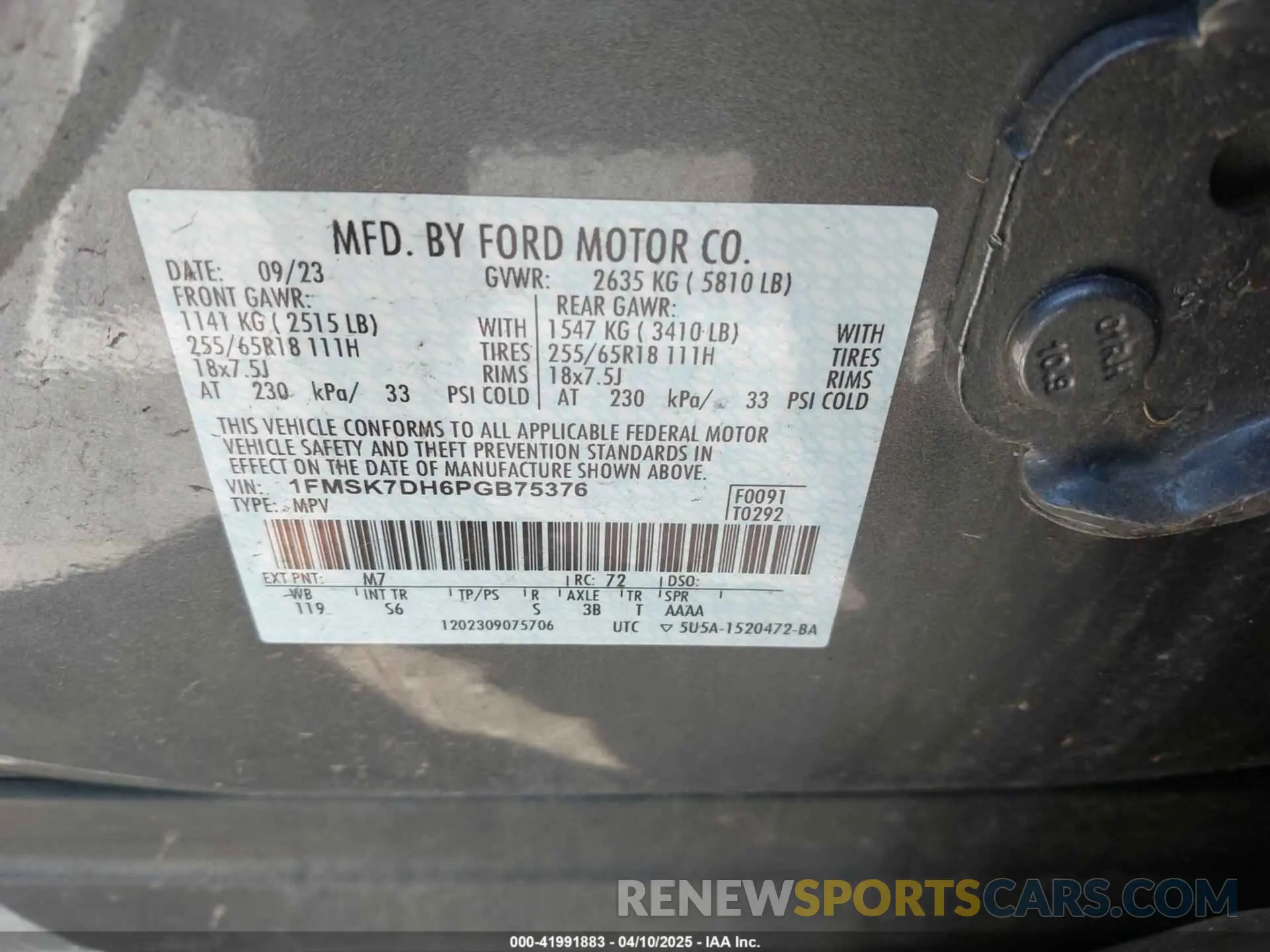 9 fotografías del automóvil dañado 1FMSK7DH6PGB75376 FORD EXPLORER 2023