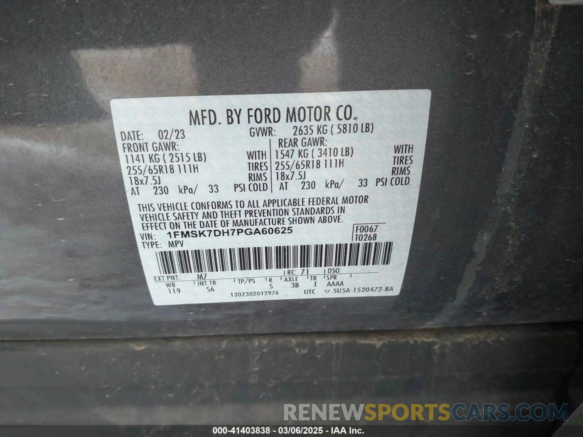 9 fotografías del automóvil dañado 1FMSK7DH7PGA60625 FORD EXPLORER 2023