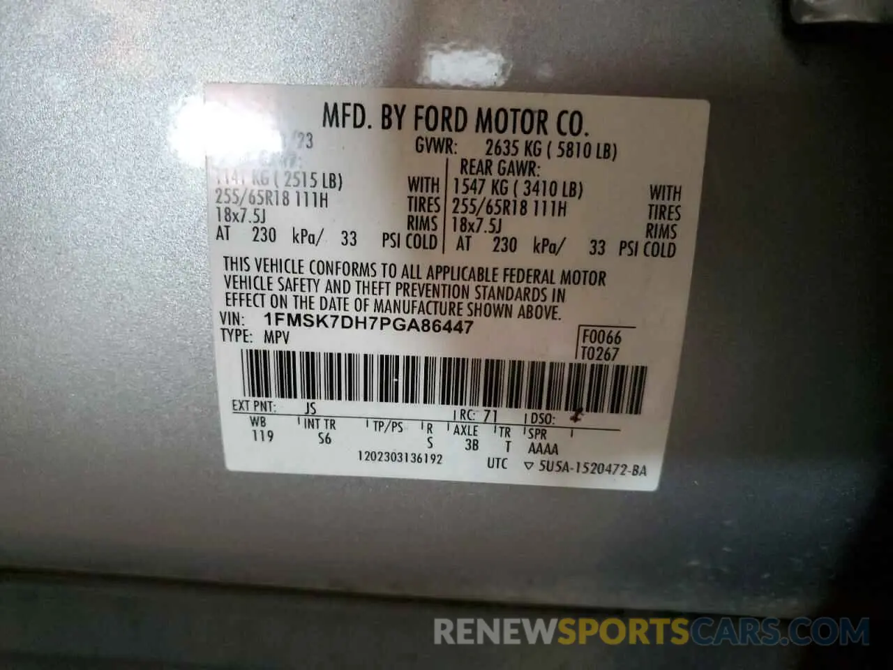 12 fotografías del automóvil dañado 1FMSK7DH7PGA86447 FORD EXPLORER 2023