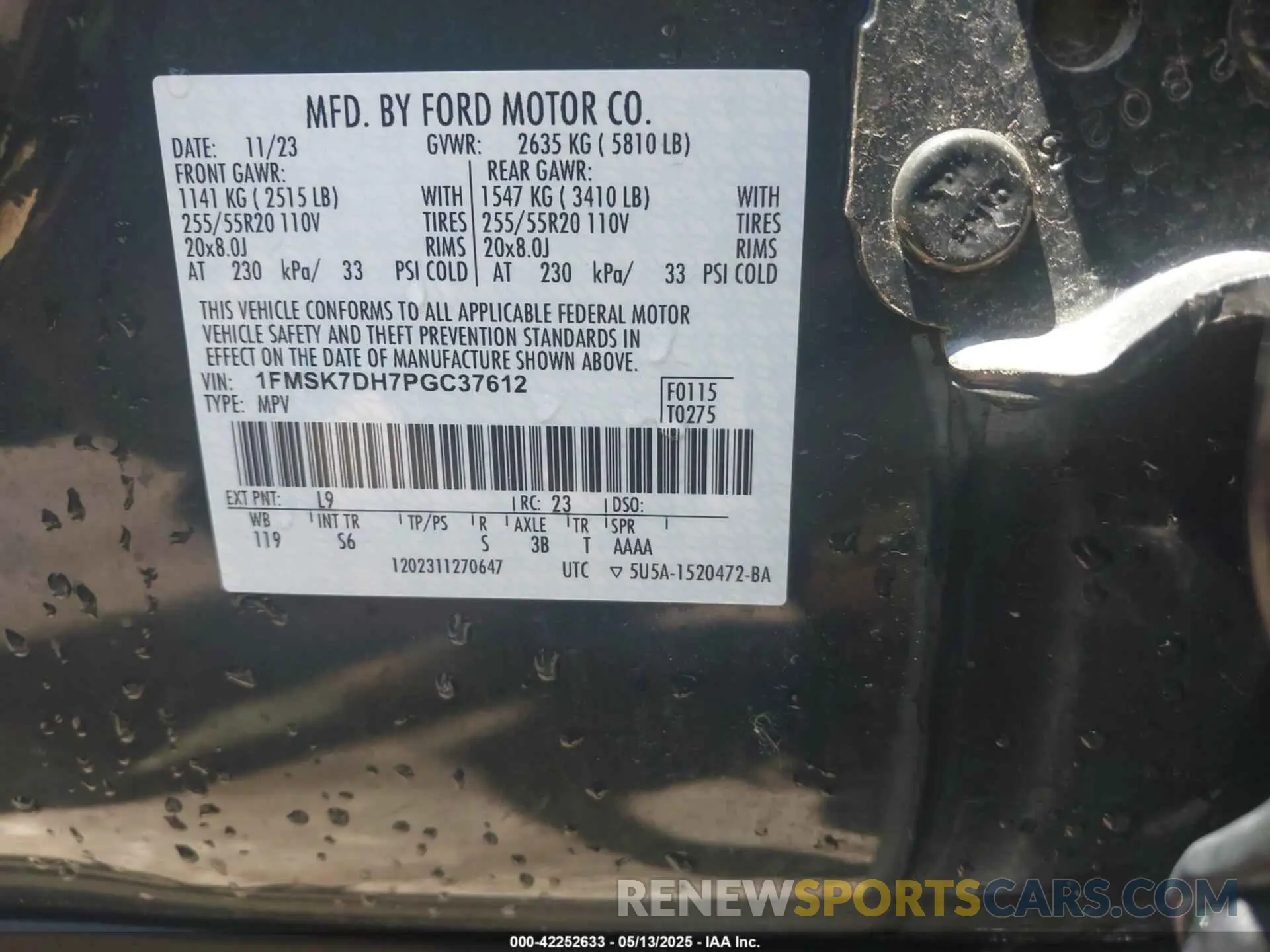 9 fotografías del automóvil dañado 1FMSK7DH7PGC37612 FORD EXPLORER 2023