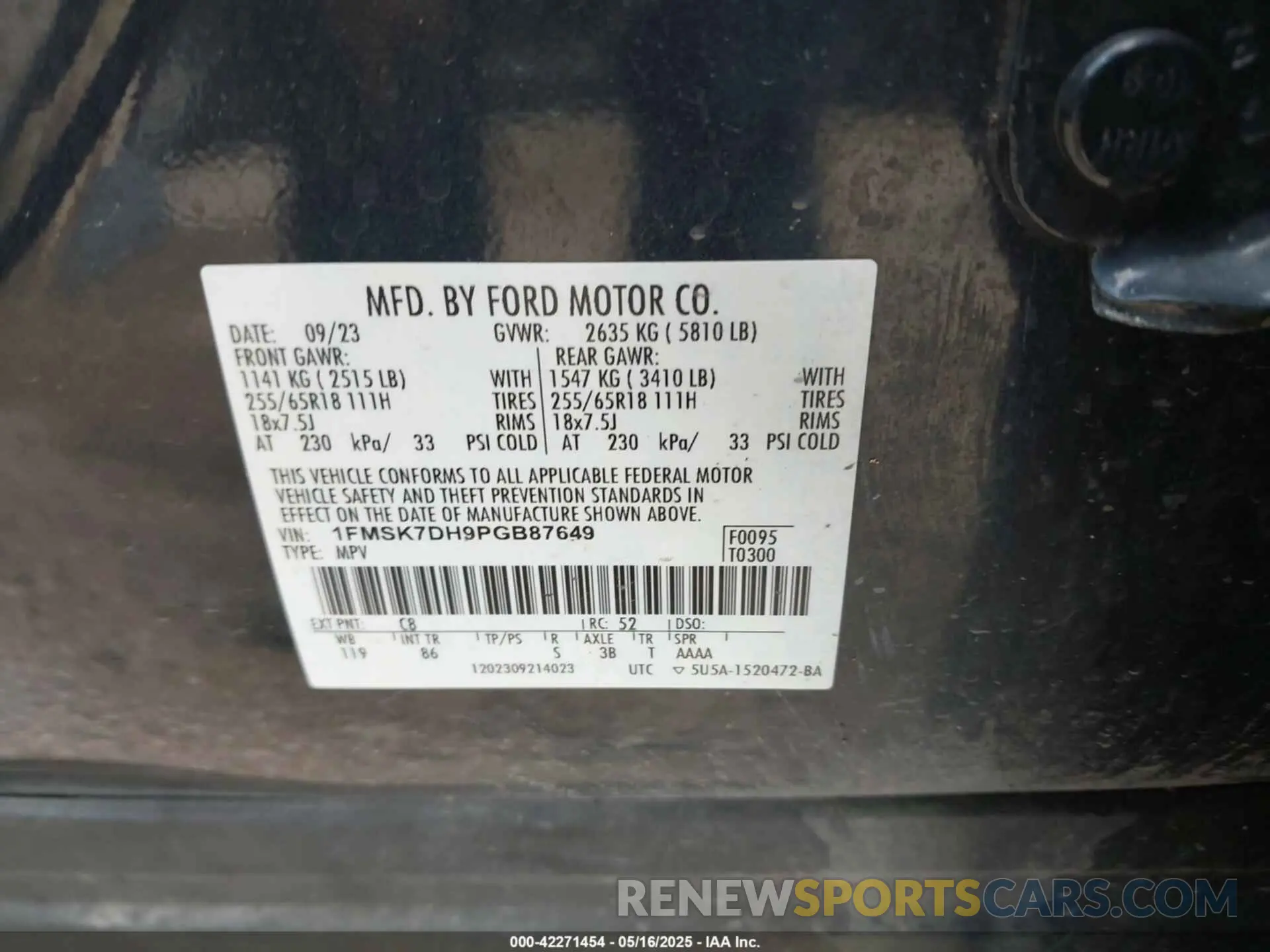 9 fotografías del automóvil dañado 1FMSK7DH9PGB87649 FORD EXPLORER 2023