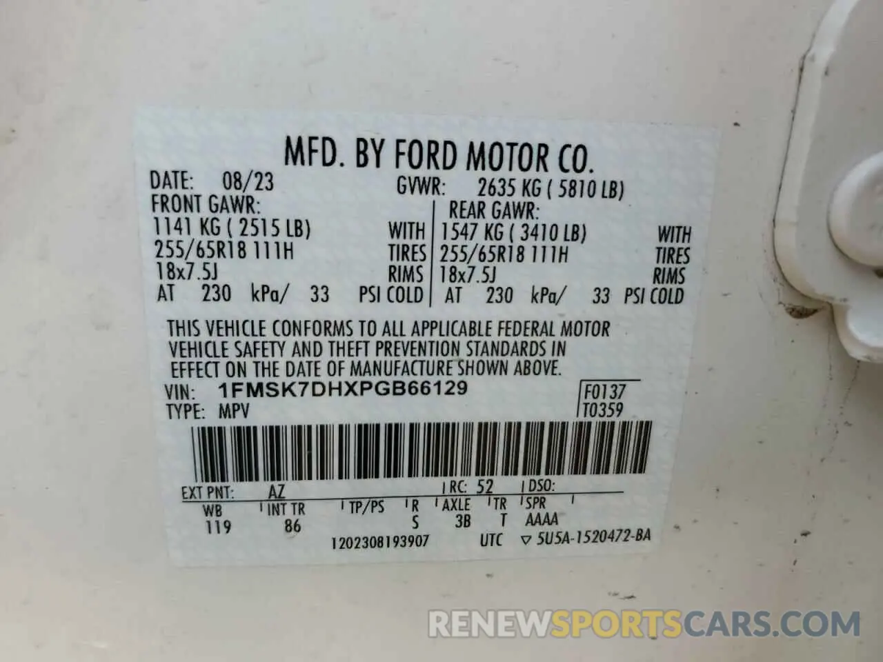13 fotografías del automóvil dañado 1FMSK7DHXPGB66129 FORD EXPLORER 2023