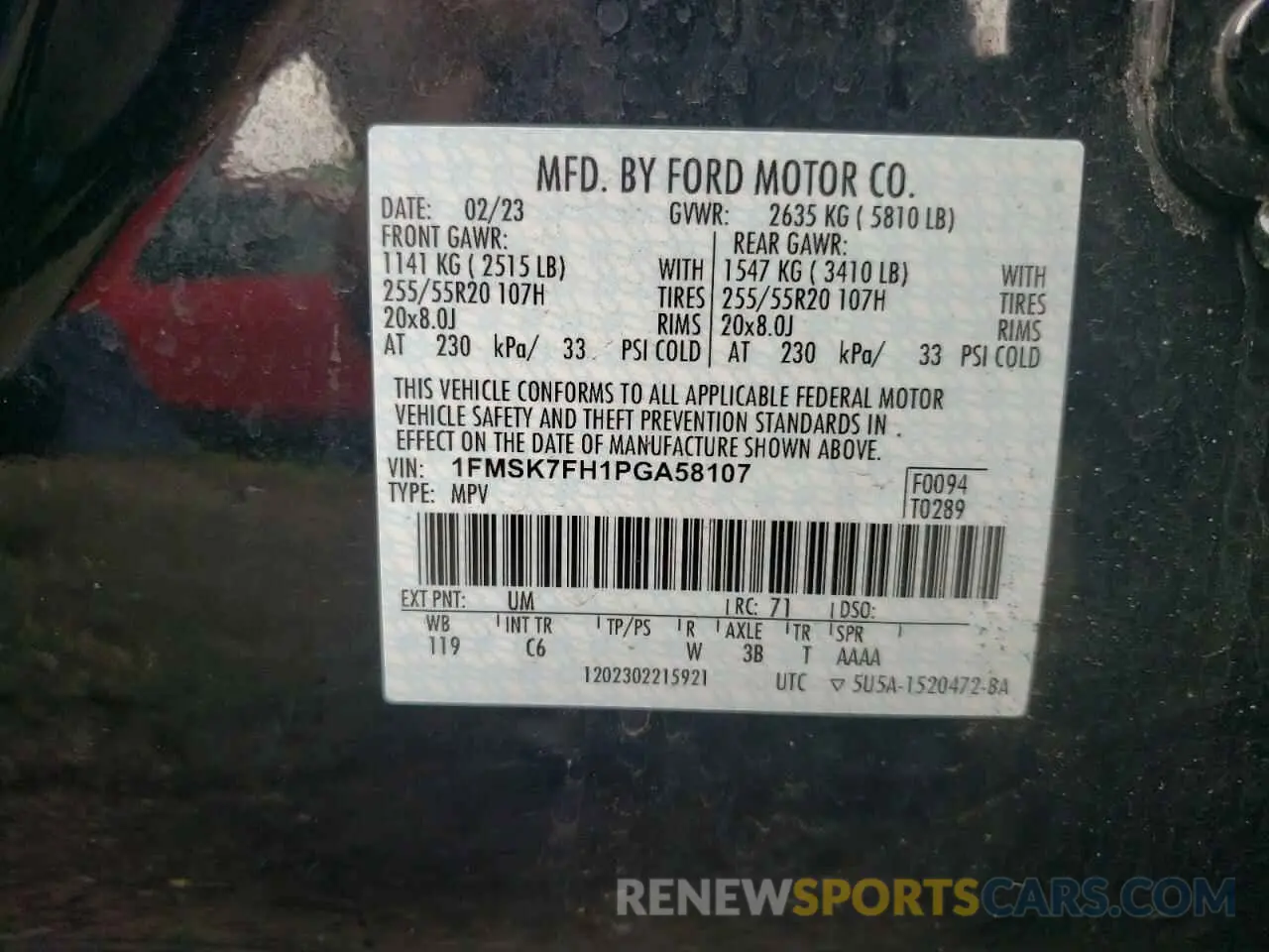 12 fotografías del automóvil dañado 1FMSK7FH1PGA58107 FORD EXPLORER 2023