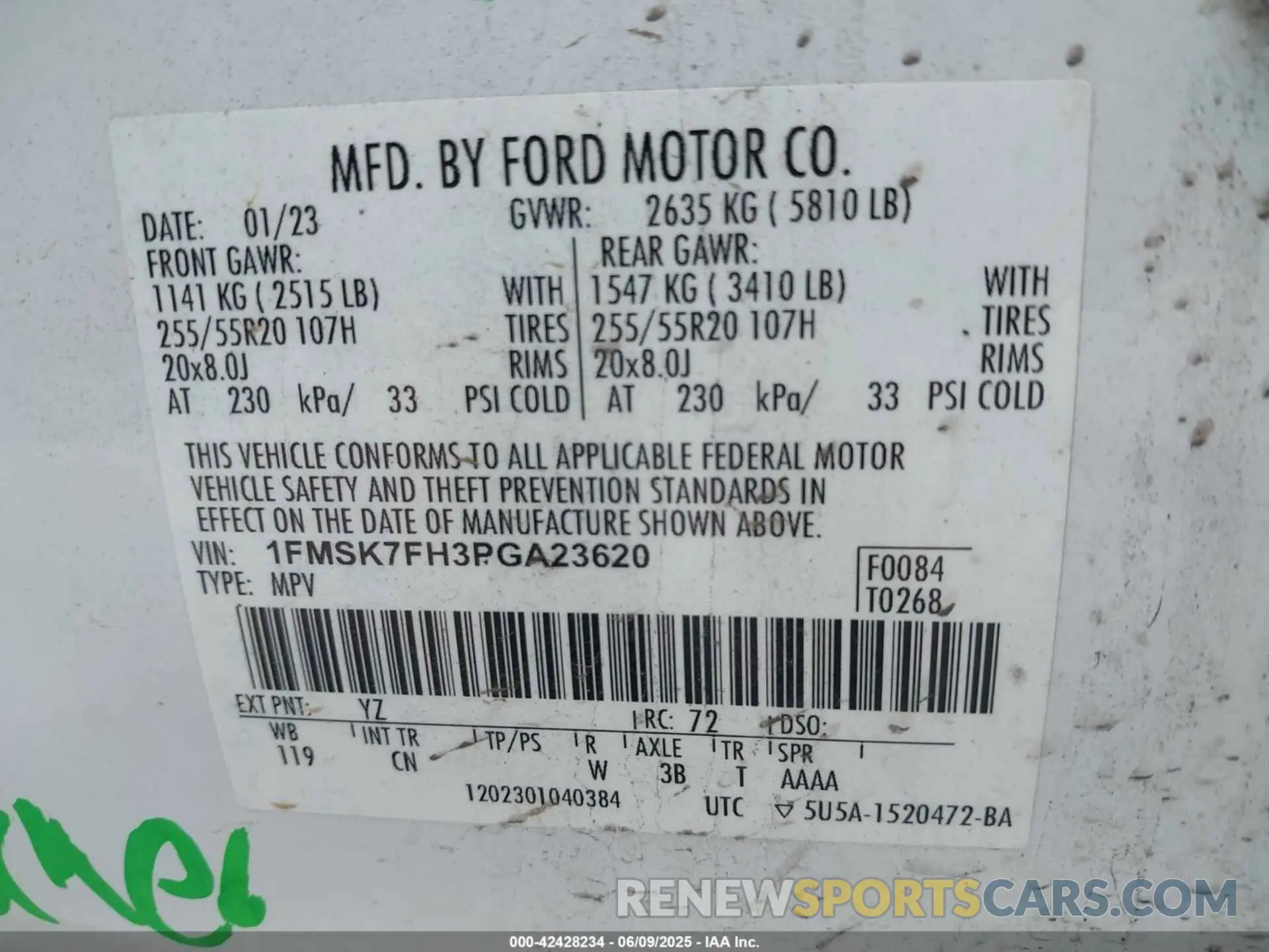 9 fotografías del automóvil dañado 1FMSK7FH3PGA23620 FORD EXPLORER 2023